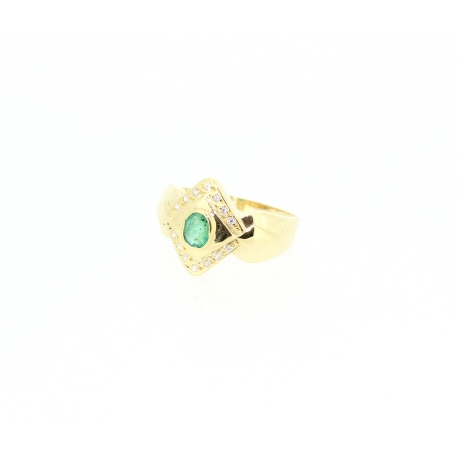 ANILLO EN ORO CON ESMERALDA Y CIRCONITAS