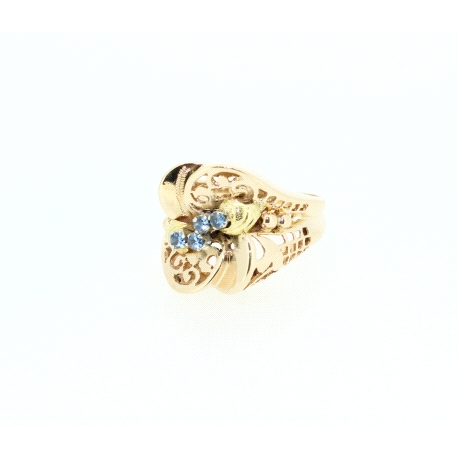 ANILLO EN ORO CON TOPACIOS AZULES