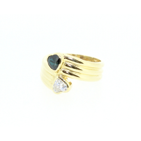 ANILLO EN ORO CON ZAFIRO Y CIRCONITA