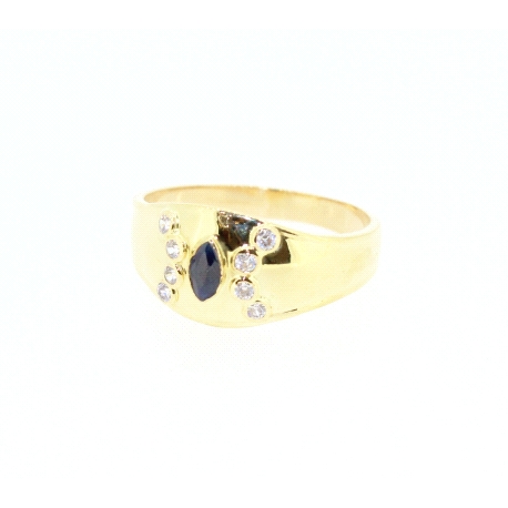 ANILLO EN ORO CON ZAFIRO Y CIRCONITAS