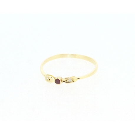 ANILLO EN ORO CON RUBI Y CIRCONITAS