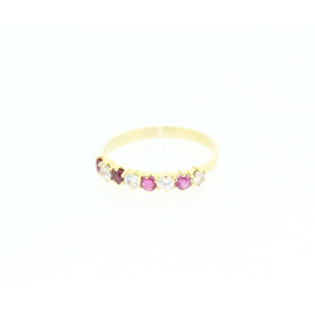 ANILLO EN ORO CON RUBIES Y CIRCONITAS