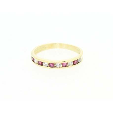 ANILLO EN ORO CON RUBIES Y CIRCONITAS