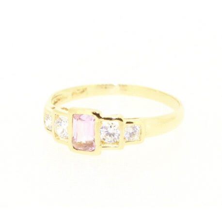 ANILLO CON CUARZO ROSA Y CIRCONITAS