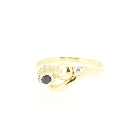 ANILLO EN ORO CON ZAFIRO Y CIRCONITAS