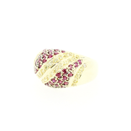 ANILLO EN ORO CON RUBIES Y CIRCONITAS