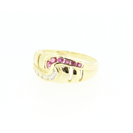 ANILLO EN ORO CON CIRCONITAS Y RUBIES