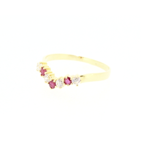 ANILLO EN ORO CON CIRCONITAS Y RUBIES