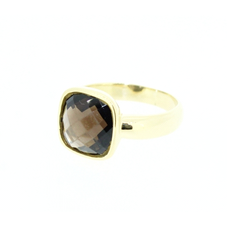 ANILLO EN ORO DE 18KT CON AGATA MARRON