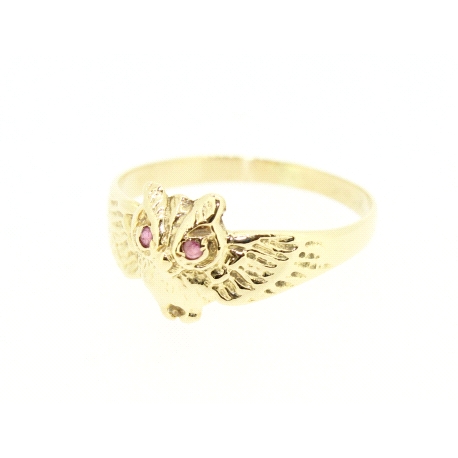 ANILLO BUHO EN ORO DE 18KT CON RUBIES