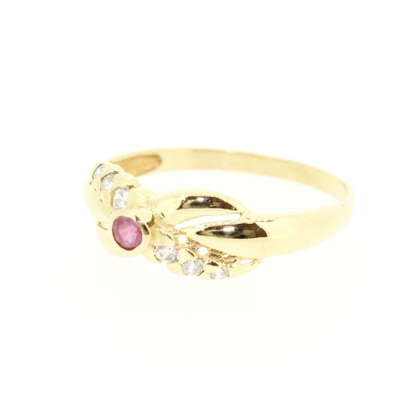 ANILLO EN ORO CON CIRCONITAS Y RUBI