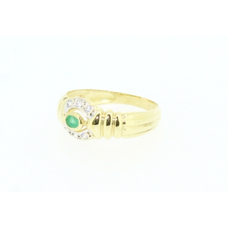 ANILLO EN ORO CON ESMERALDA Y CIRCONITAS