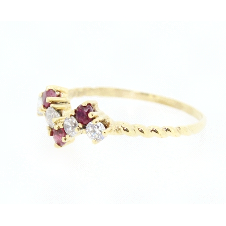 ANILLO EN ORO CON CIRCONITAS Y RUBIES