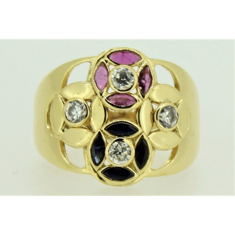 ANILLO CON CIRCONITAS, RUBIES Y ZAFIROS