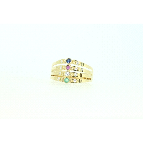 ANILLO EN ORO CON GEMAS SINTETICAS