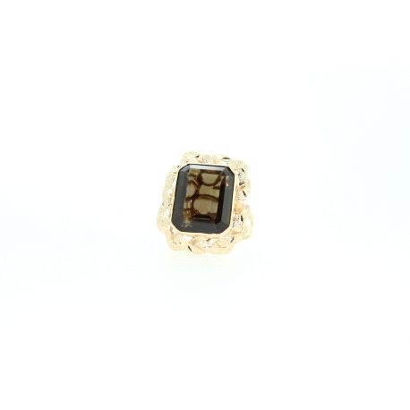 SORTIJA EN ORO DE 18KT CON ZIRCON MARRON