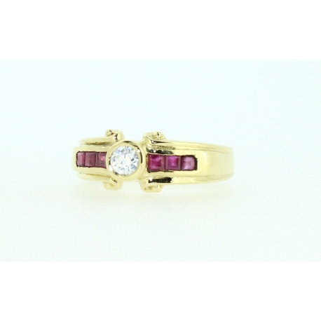 SORTIJA EN ORO CON RUBIES Y CIRCONITAS