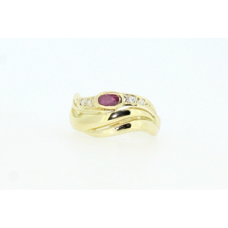 ANILLO EN ORO CON RUBI Y CIRCONITAS