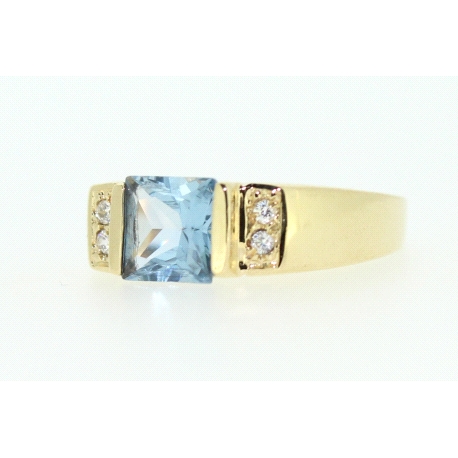 ANILLO CON TOPACIO AZUL Y CIRCONITAS