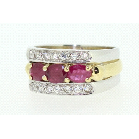 ANILLO EN ORO CON RUBIES Y CIRCONITAS