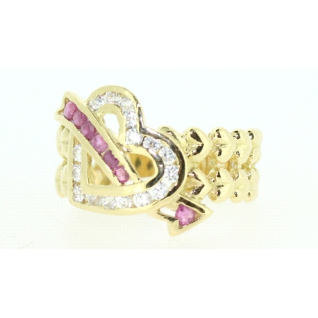 ANILLO EN ORO CON CIRCONITAS Y RUBIES