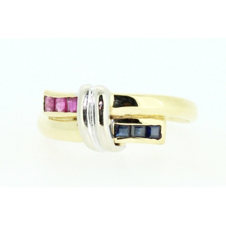 ANILLO EN ORO CON RUBIES Y ZAFIROS