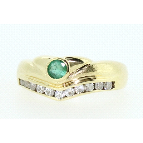ANILLO EN ORO CON CIRCONITAS Y ESMERALDA
