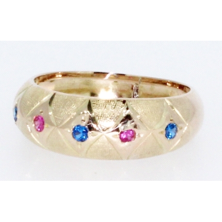 ANILLO EN ORO CON RUBIES Y ZAFIROS