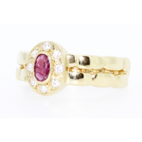 ANILLO EN ORO CON RUBIES Y CIRCONITAS