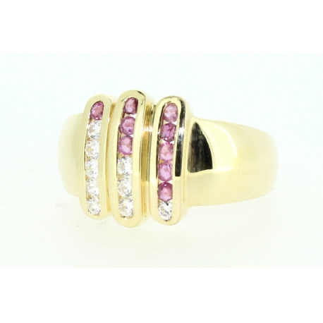 ANILLO EN ORO CON RUBIES Y CIRCONITAS