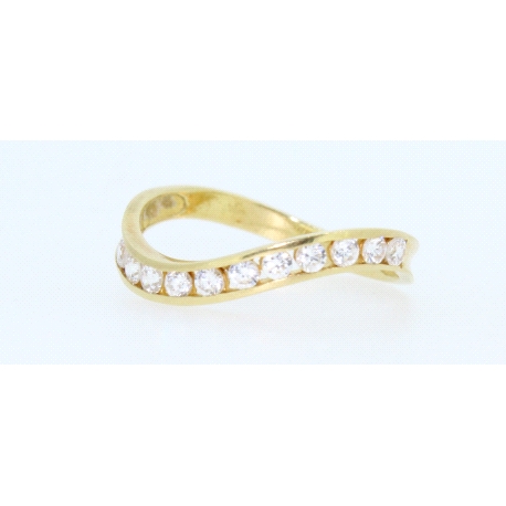 ANILLO CURVO EN ORO DE 18KT Y CIRCONITAS