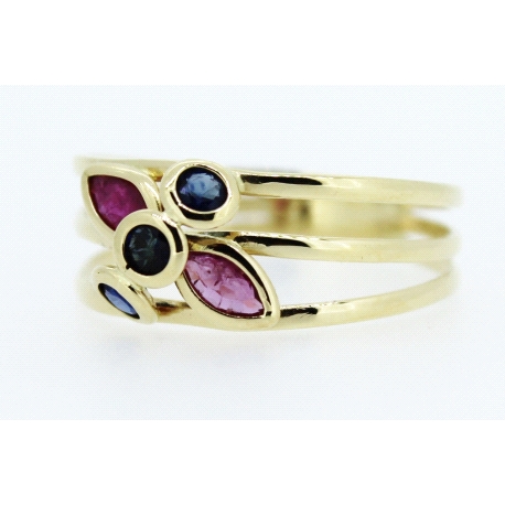 ANILLO EN ORO CON RUBIES Y ZAFIROS