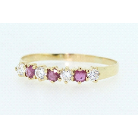 ANILLO EN ORO CON CIRCONITAS Y RUBIES