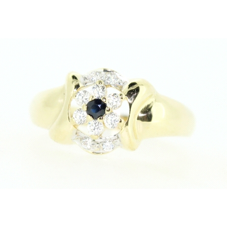 ANILLO FLOR EN ORO CON CIRCONITAS