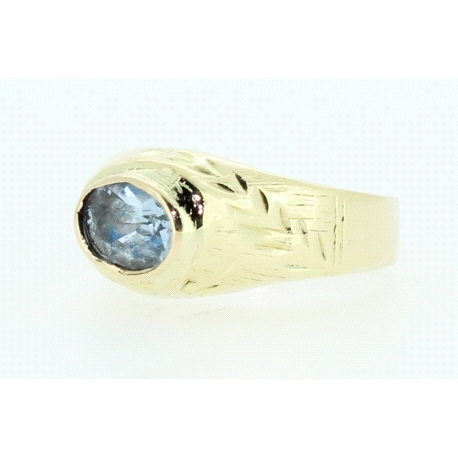 ANILLO EN ORO CON TOPACIO AZUL