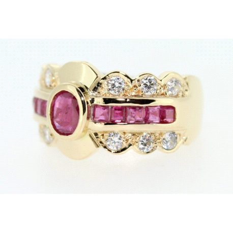 ANILLO EN ORO CON RUBIES Y CIRCONITAS