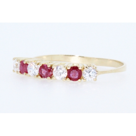 ANILLO EN ORO CON CIRCONITAS Y RUBIES