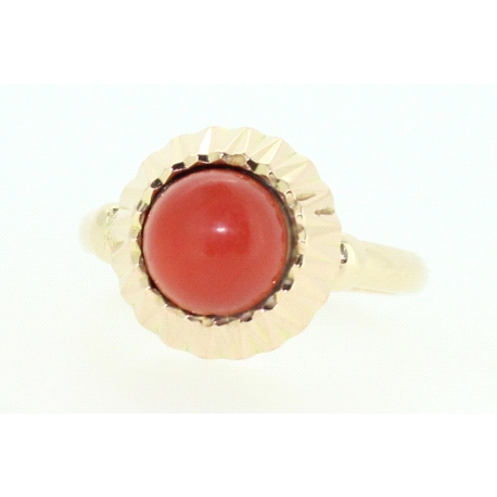 ANILLO EN ORO DE 14KT CON CORAL