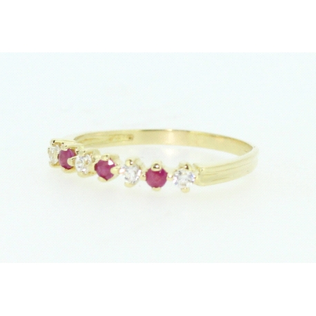 ANILLO EN ORO CON CIRCONITAS Y RUBIES