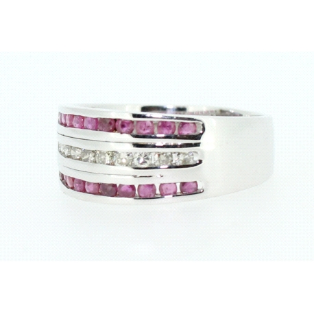 ANILLO CON 0,20CT EN BRILLANTES Y RUBIES