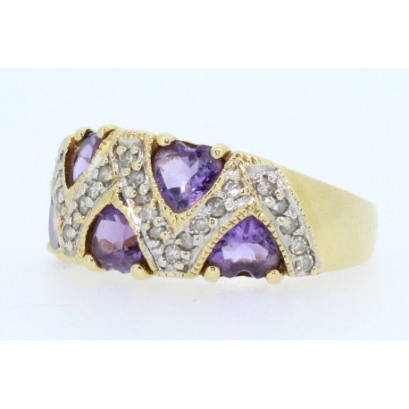 ANILLO EN ORO CON AMATISTAS Y DIAMANTES