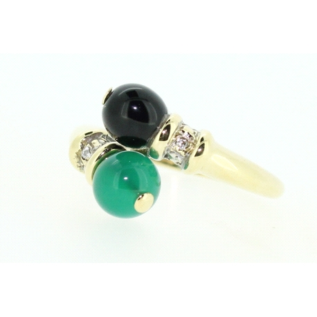 ANILLO EN ORO CON JADE Y CIRCONITAS