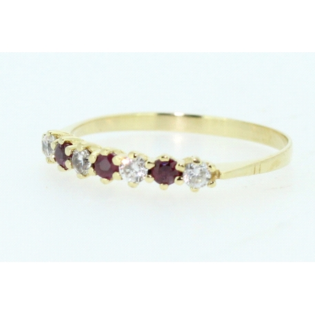 ANILLO EN ORO CON RUBIES Y CIRCONITAS