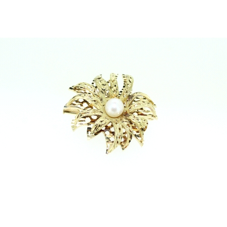 BROCHE EN ORO DE 18KT CON PERLA