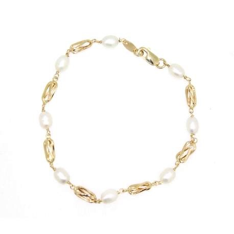 PULSERA EN ORO CON PERLAS