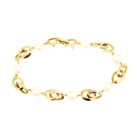 PULSERA EN ORO CON PERLAS