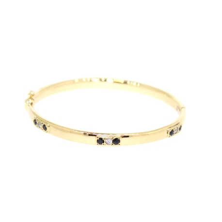 PULSERA RIGIDA EN ORO CON ZAFIROS Y CIRCONITAS