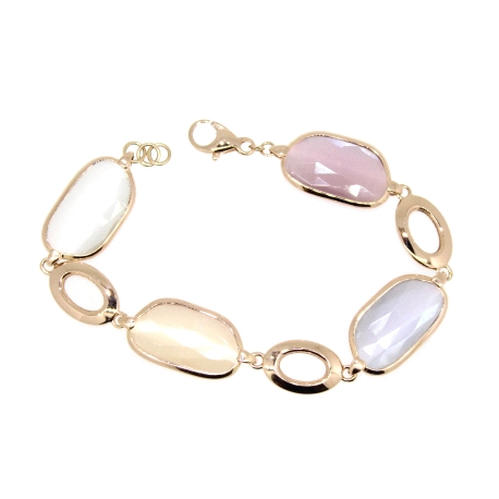 PULSERA EN ORO ROSA CON PIEDRAS PRECIOSAS