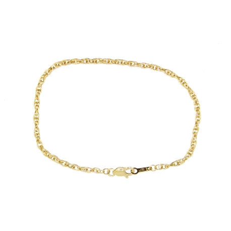 PULSERA FORZADA REDONDA DOBLE EN ORO 18K CON CIERRE MOSQUETON