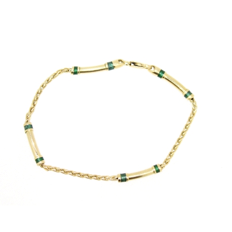 PULSERA DE DISEÑO EN ORO 18K CON LACADOS VERDES Y CIERRE MOSQUETON